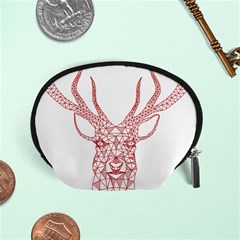 Modern Red Geometric Christmas Deer Illustration Accessory Pouches (small) 