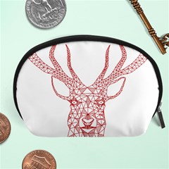 Modern Red Geometric Christmas Deer Illustration Accessory Pouches (large) 