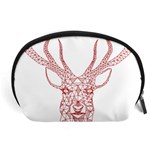 Modern red geometric christmas deer illustration Accessory Pouches (Large)  Front