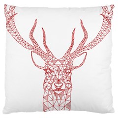 Modern Red Geometric Christmas Deer Illustration Standard Flano Cushion Cases (one Side)  by Dushan