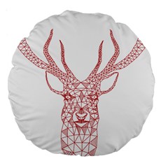 Modern Red Geometric Christmas Deer Illustration Large 18  Premium Flano Round Cushions