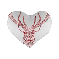 Modern Red Geometric Christmas Deer Illustration Standard 16  Premium Flano Heart Shape Cushions