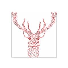 Modern Red Geometric Christmas Deer Illustration Satin Bandana Scarf