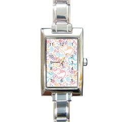 Cute Pastel Tones Elephant Pattern Rectangle Italian Charm Watches