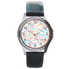 Cute Pastel Tones Elephant Pattern Round Metal Watches