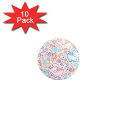 Cute Pastel Tones Elephant Pattern 1  Mini Magnet (10 Pack) 