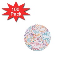 Cute Pastel Tones Elephant Pattern 1  Mini Buttons (100 Pack) 