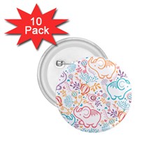 Cute Pastel Tones Elephant Pattern 1 75  Buttons (10 Pack)