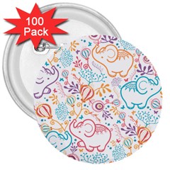 Cute Pastel Tones Elephant Pattern 3  Buttons (100 Pack) 