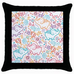 Cute Pastel Tones Elephant Pattern Throw Pillow Cases (black) by Dushan