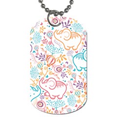 Cute Pastel Tones Elephant Pattern Dog Tag (two Sides)