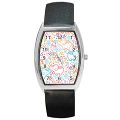 Cute Pastel Tones Elephant Pattern Barrel Metal Watches