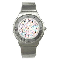 Cute Pastel Tones Elephant Pattern Stainless Steel Watches