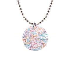 Cute Pastel Tones Elephant Pattern Button Necklaces by Dushan