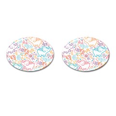 Cute Pastel Tones Elephant Pattern Cufflinks (oval) by Dushan