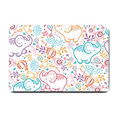 Cute Pastel Tones Elephant Pattern Small Doormat  by Dushan