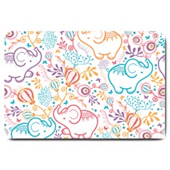 Cute Pastel Tones Elephant Pattern Large Doormat  by Dushan