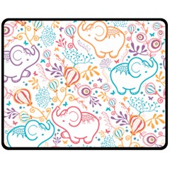 Cute Pastel Tones Elephant Pattern Fleece Blanket (medium)  by Dushan