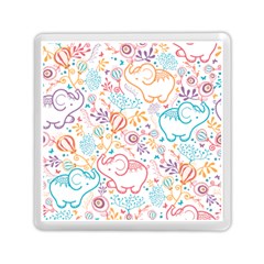 Cute Pastel Tones Elephant Pattern Memory Card Reader (square) 