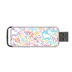 Cute Pastel Tones Elephant Pattern Portable Usb Flash (two Sides)