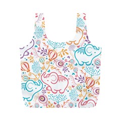 Cute Pastel Tones Elephant Pattern Full Print Recycle Bags (m) 