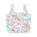 Cute pastel tones elephant pattern Full Print Recycle Bags (M)  Front