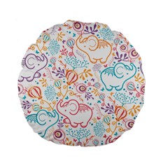 Cute Pastel Tones Elephant Pattern Standard 15  Premium Flano Round Cushions