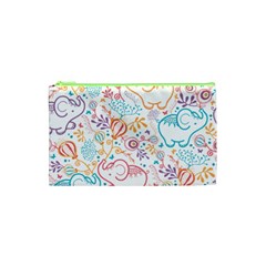 Cute Pastel Tones Elephant Pattern Cosmetic Bag (xs)