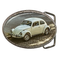 Classic Beetle Car Parked On Street Belt Buckles by dflcprints