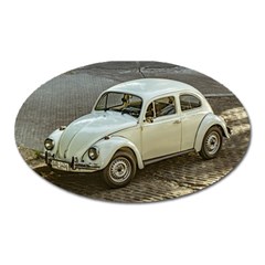 Classic Beetle Car Parked On Street Oval Magnet by dflcprints