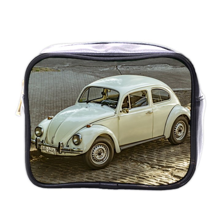 Classic Beetle Car Parked On Street Mini Toiletries Bags