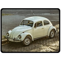 Classic Beetle Car Parked On Street Fleece Blanket (large)  by dflcprints