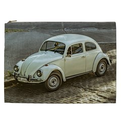 Classic Beetle Car Parked On Street Cosmetic Bag (xxl)  by dflcprints