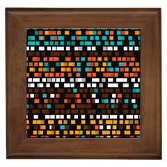 Squares Pattern In Retro Colors Framed Tile