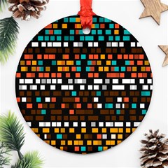 Squares Pattern In Retro Colors Ornament (round)