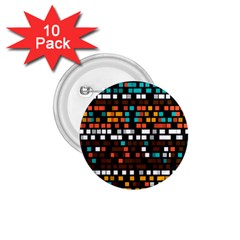 Squares Pattern In Retro Colors 1 75  Button (10 Pack) 