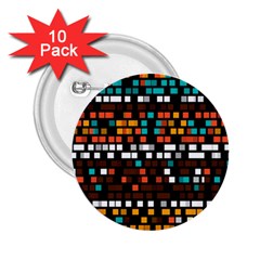 Squares Pattern In Retro Colors 2 25  Button (10 Pack)