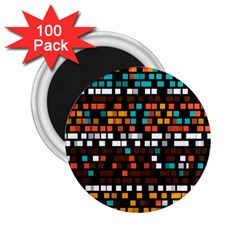 Squares Pattern In Retro Colors 2 25  Magnet (100 Pack) 