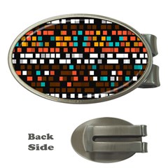 Squares Pattern In Retro Colors Money Clip (oval)