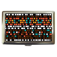 Squares Pattern In Retro Colors Cigarette Money Case by LalyLauraFLM