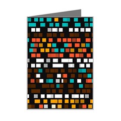 Squares Pattern In Retro Colors Mini Greeting Card by LalyLauraFLM