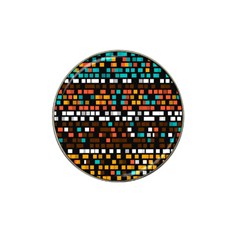 Squares Pattern In Retro Colors Hat Clip Ball Marker (4 Pack)