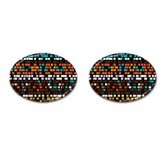 Squares Pattern In Retro Colors Cufflinks (oval)