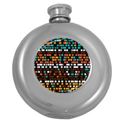 Squares Pattern In Retro Colors Hip Flask (5 Oz) by LalyLauraFLM