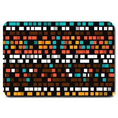 Squares Pattern In Retro Colors Large Doormat