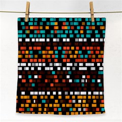 Squares Pattern In Retro Colors Face Towel by LalyLauraFLM