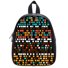 Squares Pattern In Retro Colors School Bag (small) by LalyLauraFLM