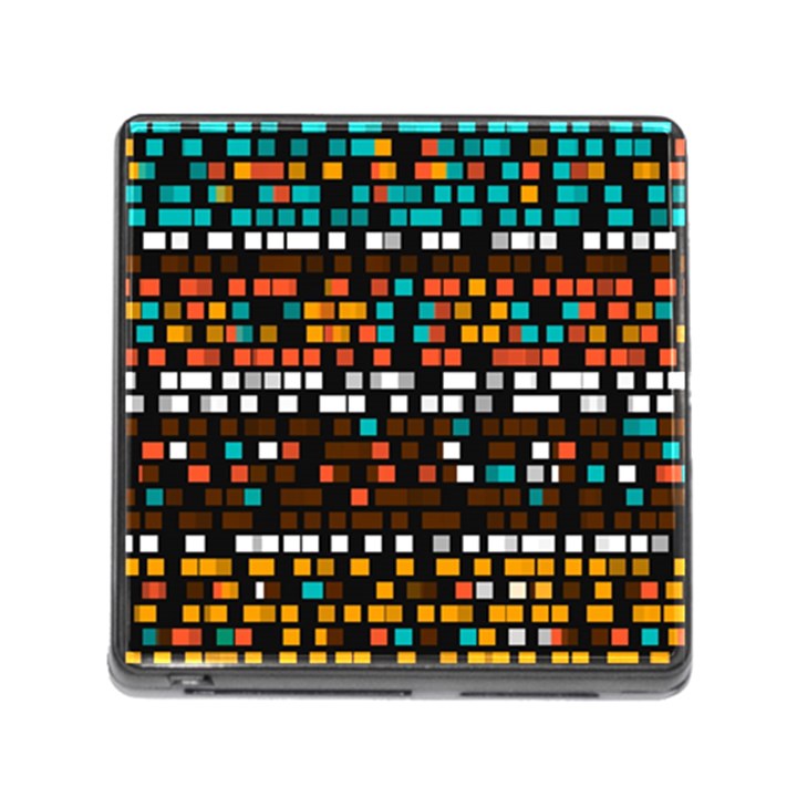 Squares pattern in retro colors Memory Card Reader (Square)