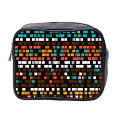 Squares Pattern In Retro Colors Mini Toiletries Bag (two Sides) by LalyLauraFLM