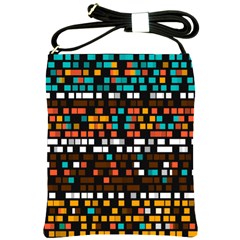 Squares Pattern In Retro Colors Shoulder Sling Bag by LalyLauraFLM